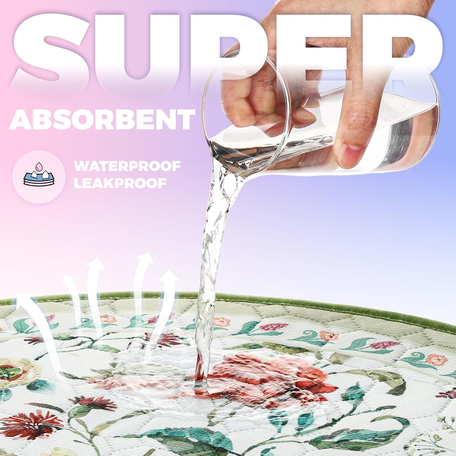 Washable Commode Potty Training Mats, Super Absorbent Reusable Toilet Training Rug for Kids, Leak-Proof & Non-Slip Adult Incontinence Toilet Mat, Bathroom Floor Protector Pads 4 Pack