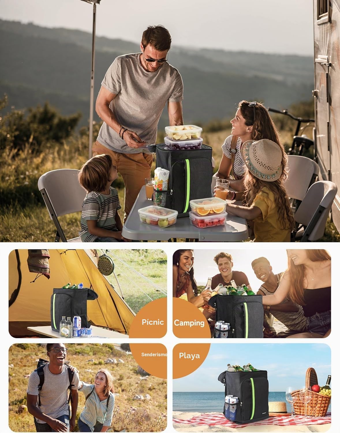Besrey - Mochila térmica de 30 litros, Bolsa térmica, Mochila isotérmica, portaalmuerzos, Mantiene los Alimentos Calientes o fríos. para Camping, pícnic, Barbacoa, Eventos (Negro)