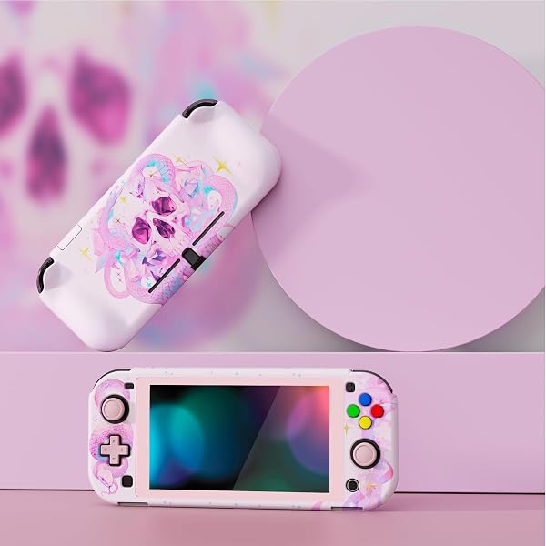 playvital ZealProtect Protective Case for Nintendo Switch Lite, Hard Shell Grip Cover for Nintendo Switch Lite w/Screen Protector & Thumb Grip Caps & Button Caps - Celestial Serpent's Embrace - 2