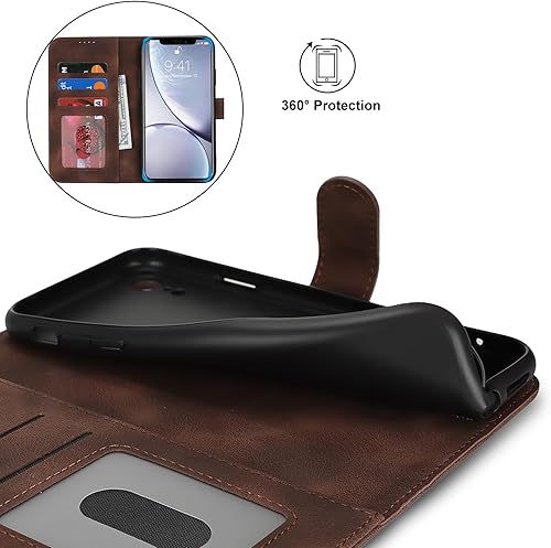 Miniatura 3 de Funda tipo cartera para iPhone XR con tarjetero para iPhone Xr para mujeres y hombres, ranuras para tarjetas de piel sintética con hebilla