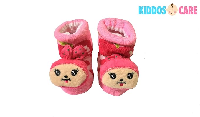 KiddosCare 2 Cute Cartoon Faced Soft Socks for Babies (Multicolor, 2 Pair)