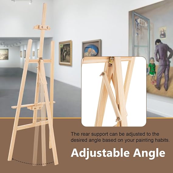 Falling in Art Easel Stand for Painting, Adjustable Wooden Easels for Painting Canvas Up to 42, Folding Art Easel for Drawing, Wedding Sign and Poster, Suitable for Kids and Adults