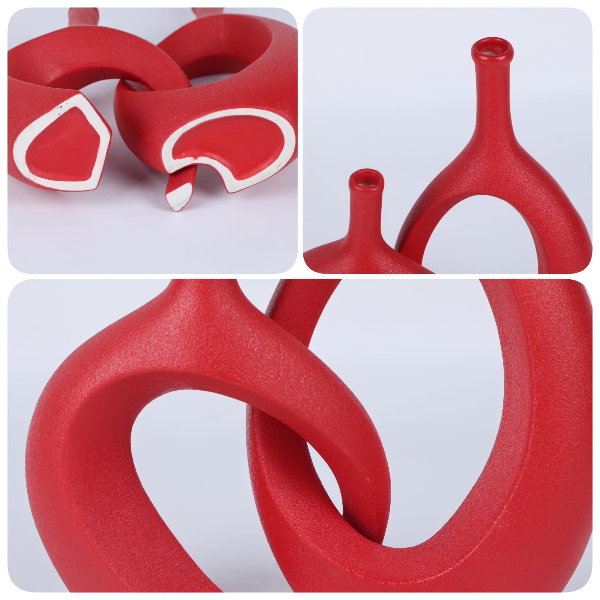 WUBIANJIE Set di Vasi in Ceramica Rossa - Arredamento Moderno Boho, Design Accogliente, Vasi per Soggiorno, Camera da Letto, Tavolo da Caffè, Camino