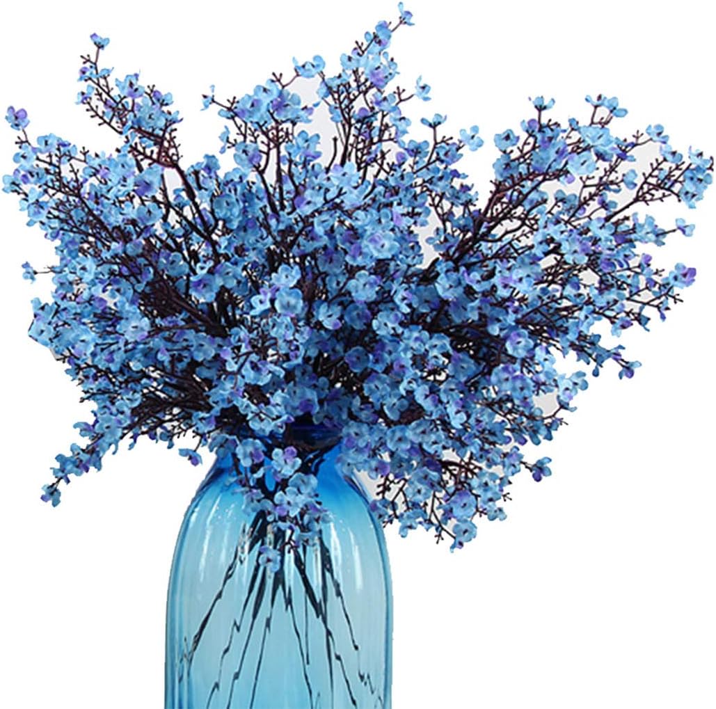 JAKY-Global Babys Breath Gypsophila Artificial Flowers 6 Bundle European Fake Silk Plants Decor Wedding Party Decoration Bouquets Real Touch DIY Home Garden(Blue)