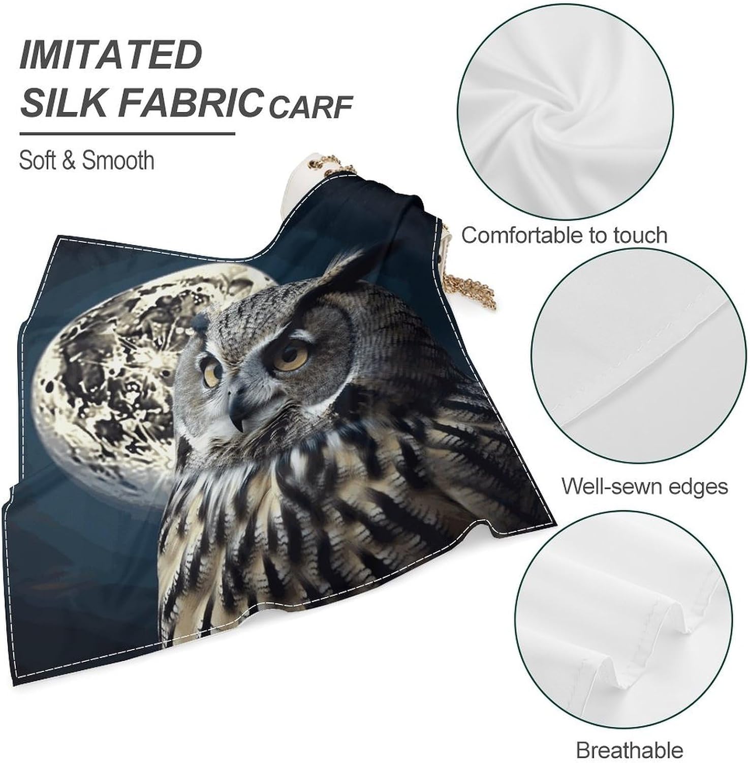 Owl Moon Multi-purpose Bandanas 18 X 18 Inch for Men Women image 3