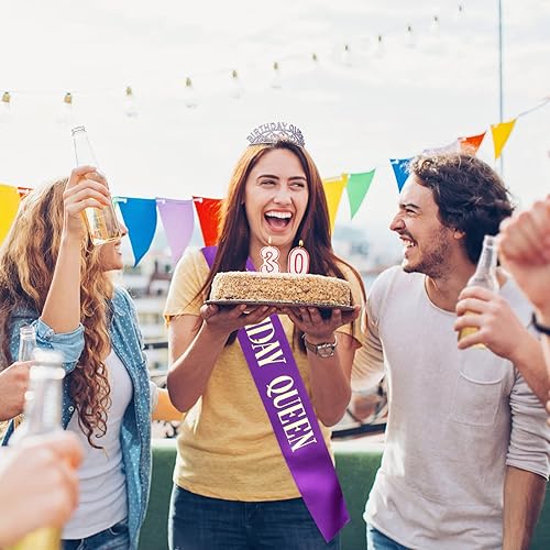 Miniatura 6 de CIEHER Corona de cumpleaños, banda de cumpleaños y tiara de diamantes de imitación