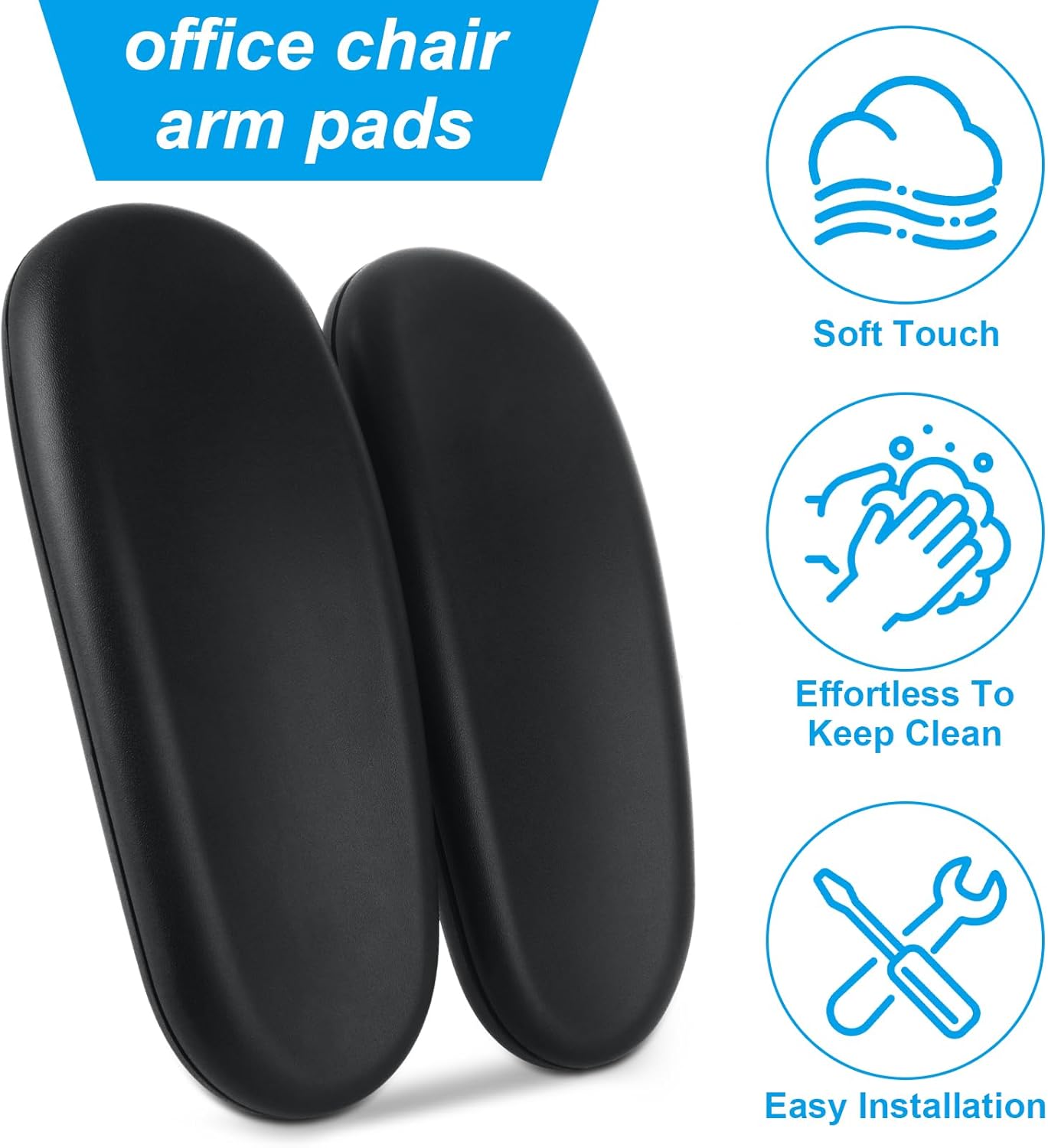STARVAST 2 Pair Office Chair Arm Rest Replacement, Gaming Chair Arm Rest Pads Universal 4" Mounting Hole, Office Chair Arm Pads with Screws, Office Chair Replacement Parts