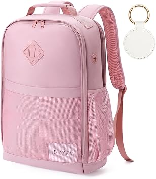 ECOHUB Travel Backpack for Women Men, 17.3" Laptop Backpack with Hat Clip Water-Resistant Carry On Casual Daypack Lightweight Personal Item Bag with USB Charging Port for Travel Hiking College, Pink