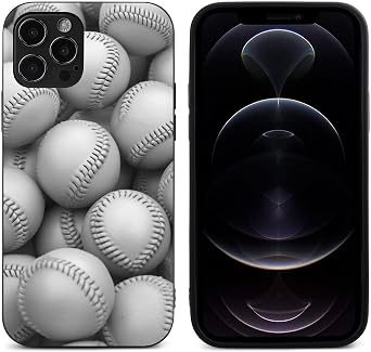 Cool Grey Baseball Print Phone Case for iPhone 12 Pro with Shockproof TPU Protection, Anti-Yellowing, Camera Protection