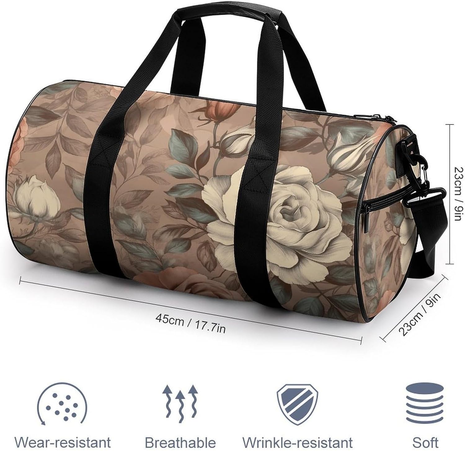 Medieval Style Pattern Gym Bag Hand-held Fitness Bags Cylindrical Fitness Bag with Shoe Large Compartment Duffle Bags for Travel Sports Unisex image 2