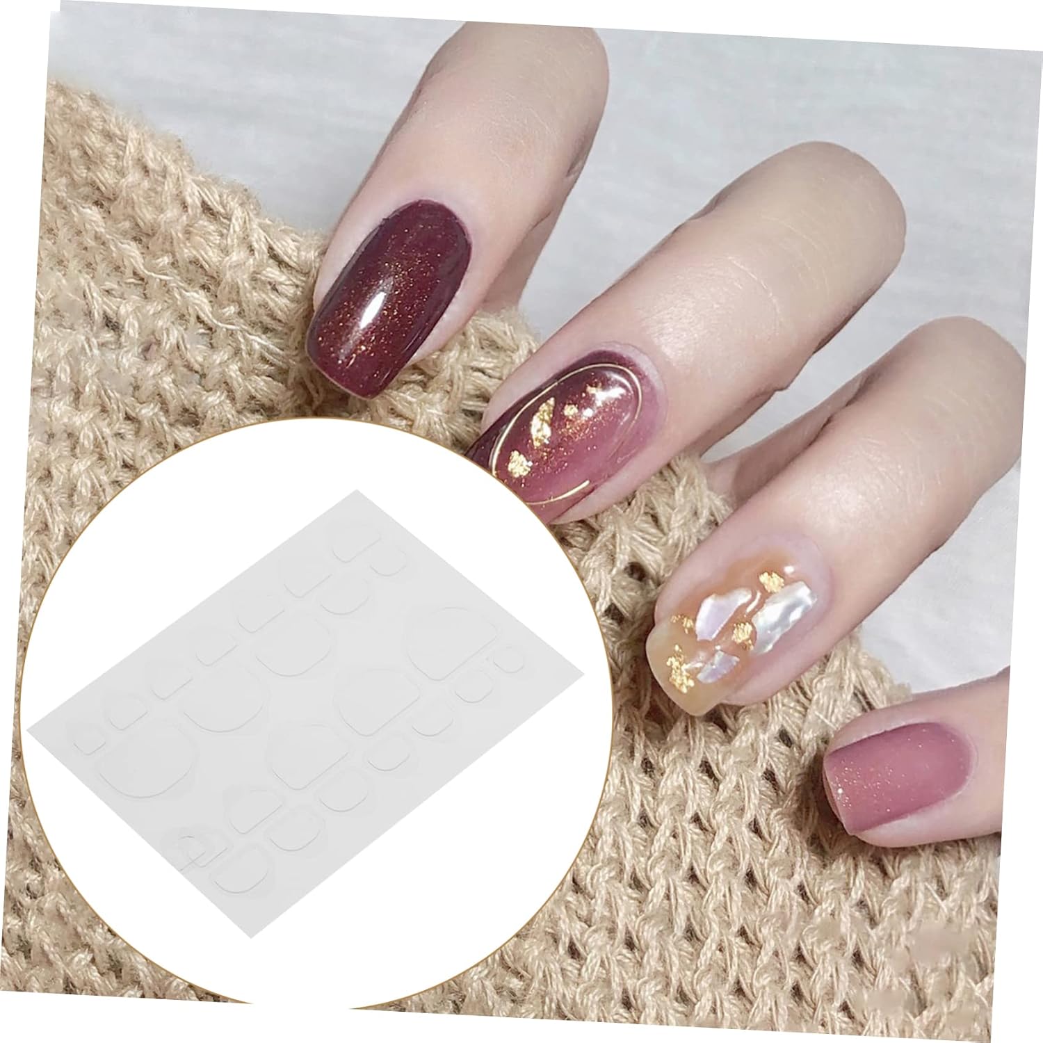 20sheets Double-Sided Adhesive Nail Glue Stickers for Easy Application of False Nails for Natural Look Self-Adhesive Suitable for Beginners and Professionals