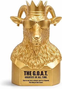 G.O.A.T. Basketball Gifts for Men & Boys 8-12 - Greatest of All Time Trophy Statue | Cool Room Decor for Teen Bedroom, Unique Funny Birthday Gift Idea for Dad, Husband, Son - Gold Resin 6.7"