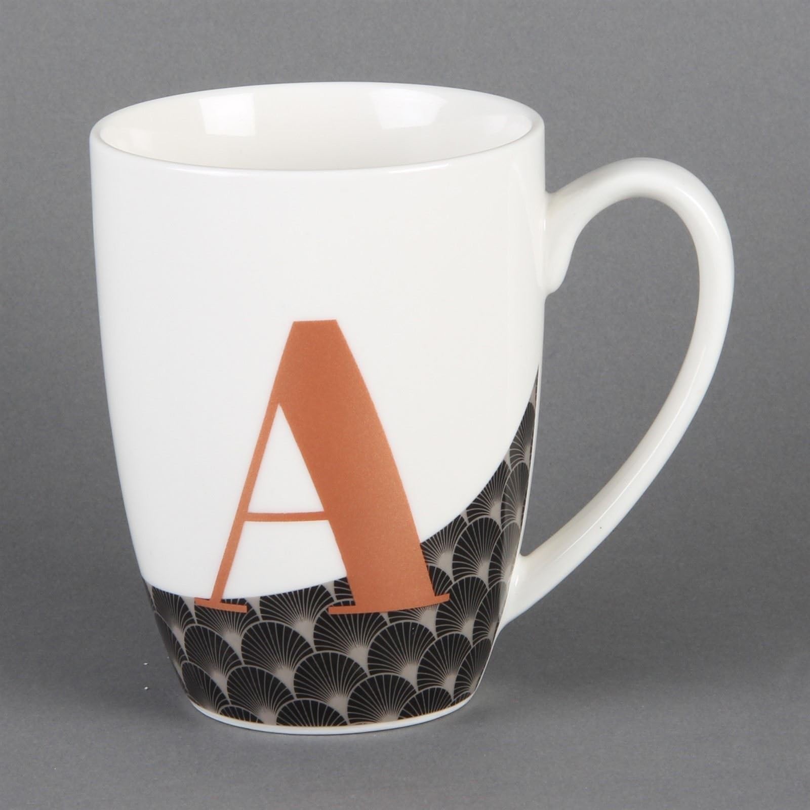 Charleston Gold Foil Monogram Letter 'A' China Mug