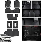 Floor Liners & Cargo Liners & Backrest Mat for 2016-2025 2026 Dodge Durango 7 Seats-2 Row Bench Seat,TPE All Weather Protection Car Floor Mats with Trunk Mat Covering The Backrest