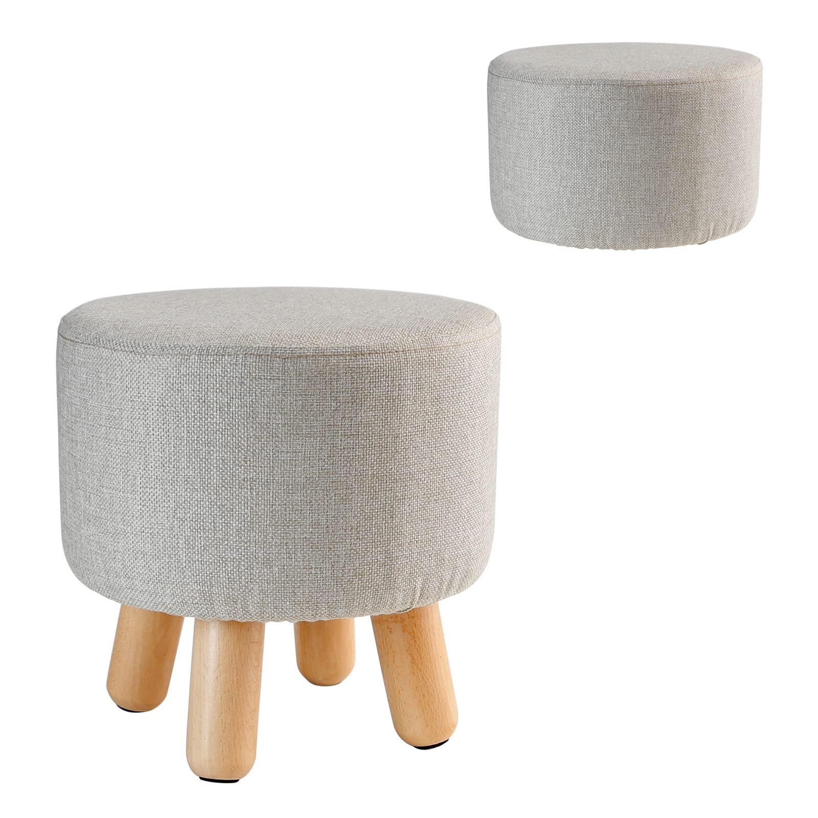 H&B Luxuries Fabric Round Padded Ottoman Foot Rest Stool