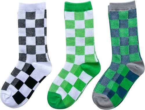 Calcetines tobilleros de algodón a cuadros para niñas y niños pequeños unisex