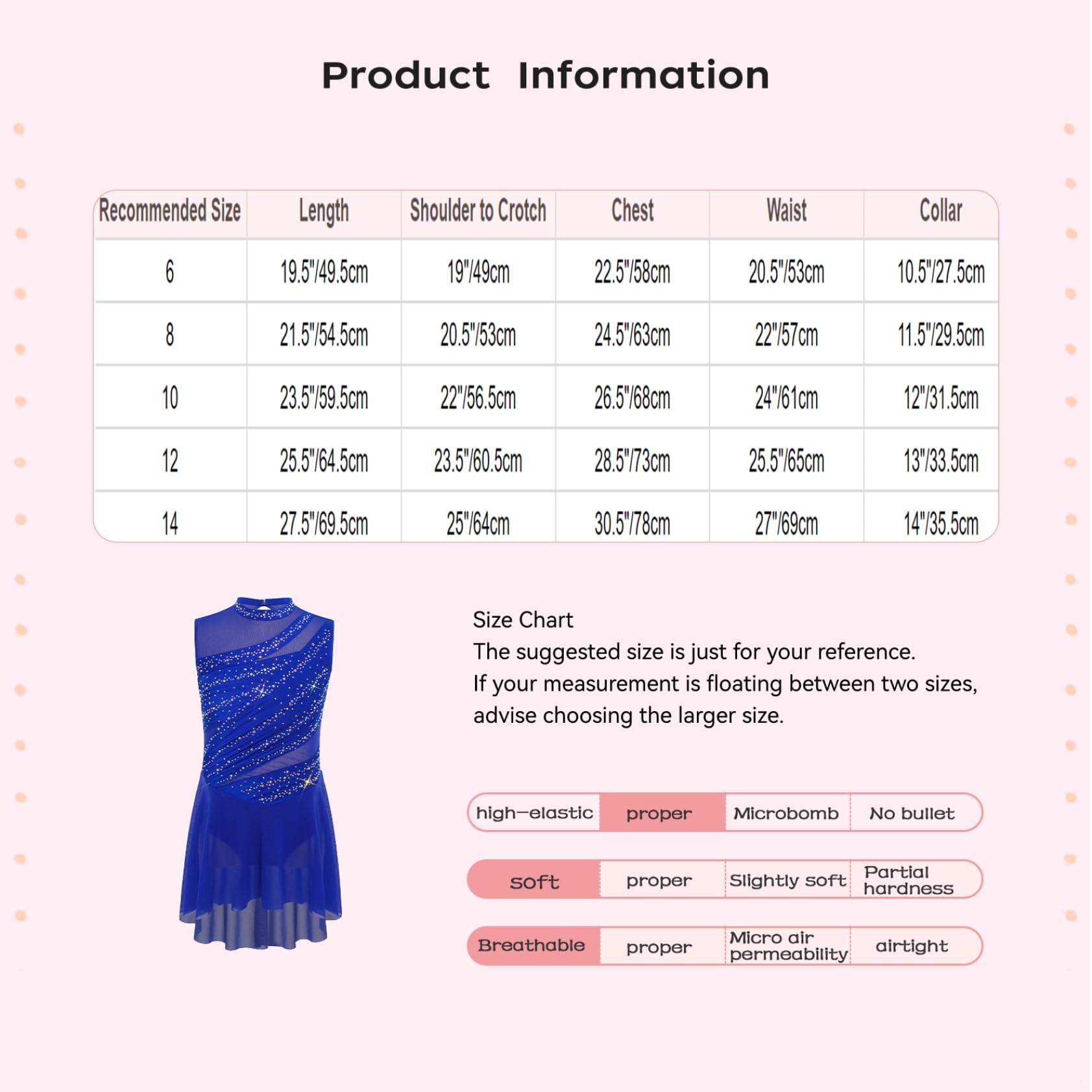 Linjinx Vestito da Pattinaggio Artistico Bambina con Paillettes Body Danza Classica Senza Manica Leotards da Balletto Abito da Ballo Lirico Contemporaneo