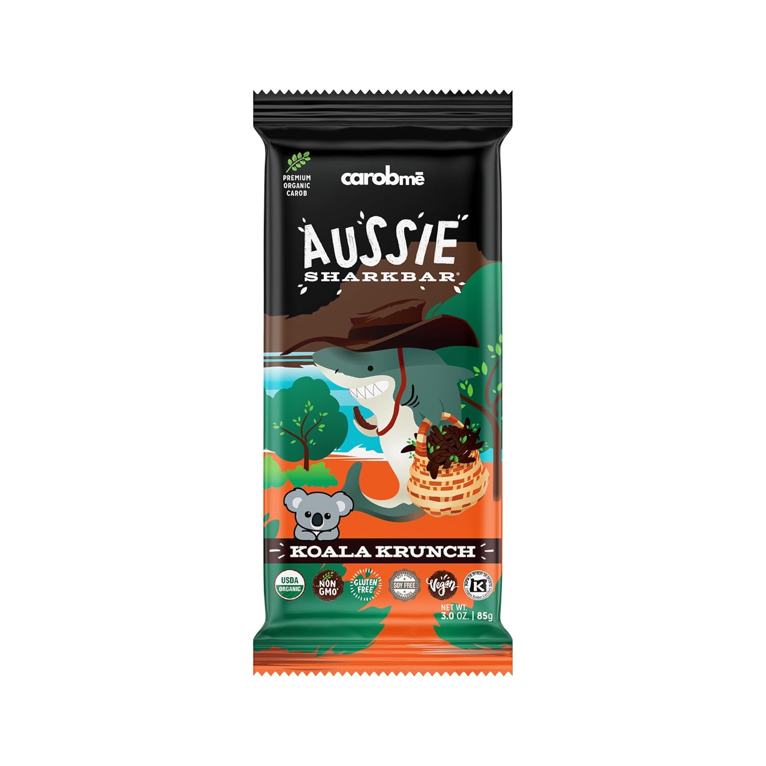 CAROBME ORGANIC KOALA KRUNCH CAROB BAR | Vegan Soy Free Gluten-Free | Caffeine Free Substitute for Chocolate, Candy and chocolate bars