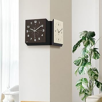 Corner Clock, Corner Wall Clock, Double Sided Corner Wall Clocks for Living Room Decor, Corner Clock Double Sided Digital, Double Sided Corner Clock Wall Mounted 11.5 * 11.5 * 11.5 in