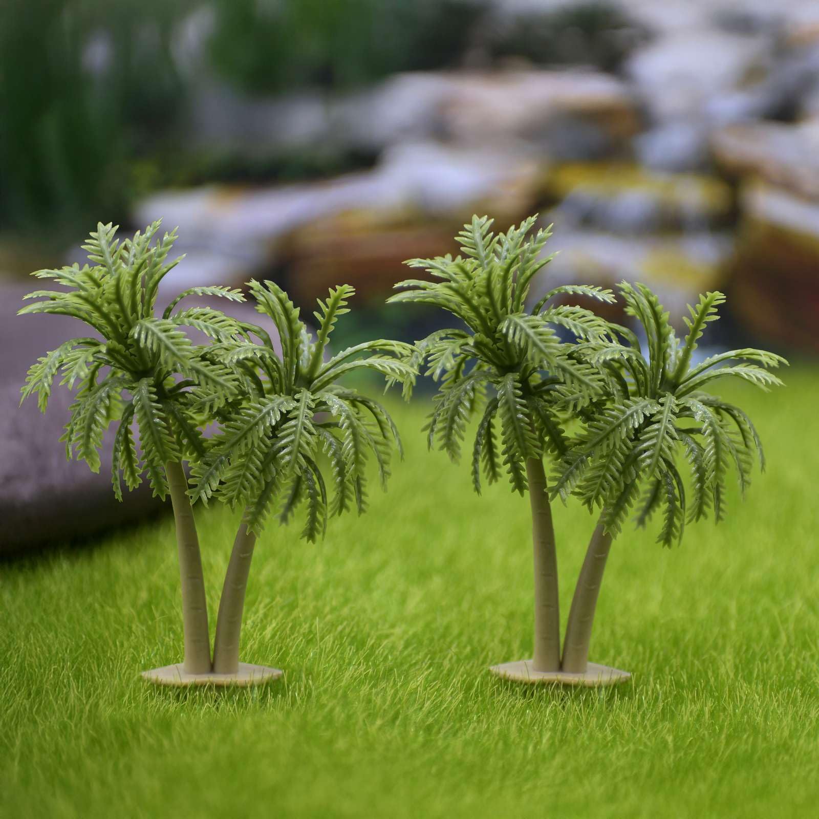 Aadyacrafts Miniature Coconut Trees, Artificial Mini Palm Trees for Terrarium, Fairy Garden, Dollhouse, Model Railway Scenery, 2 Piece Set, Green, CS111-GN-image-23