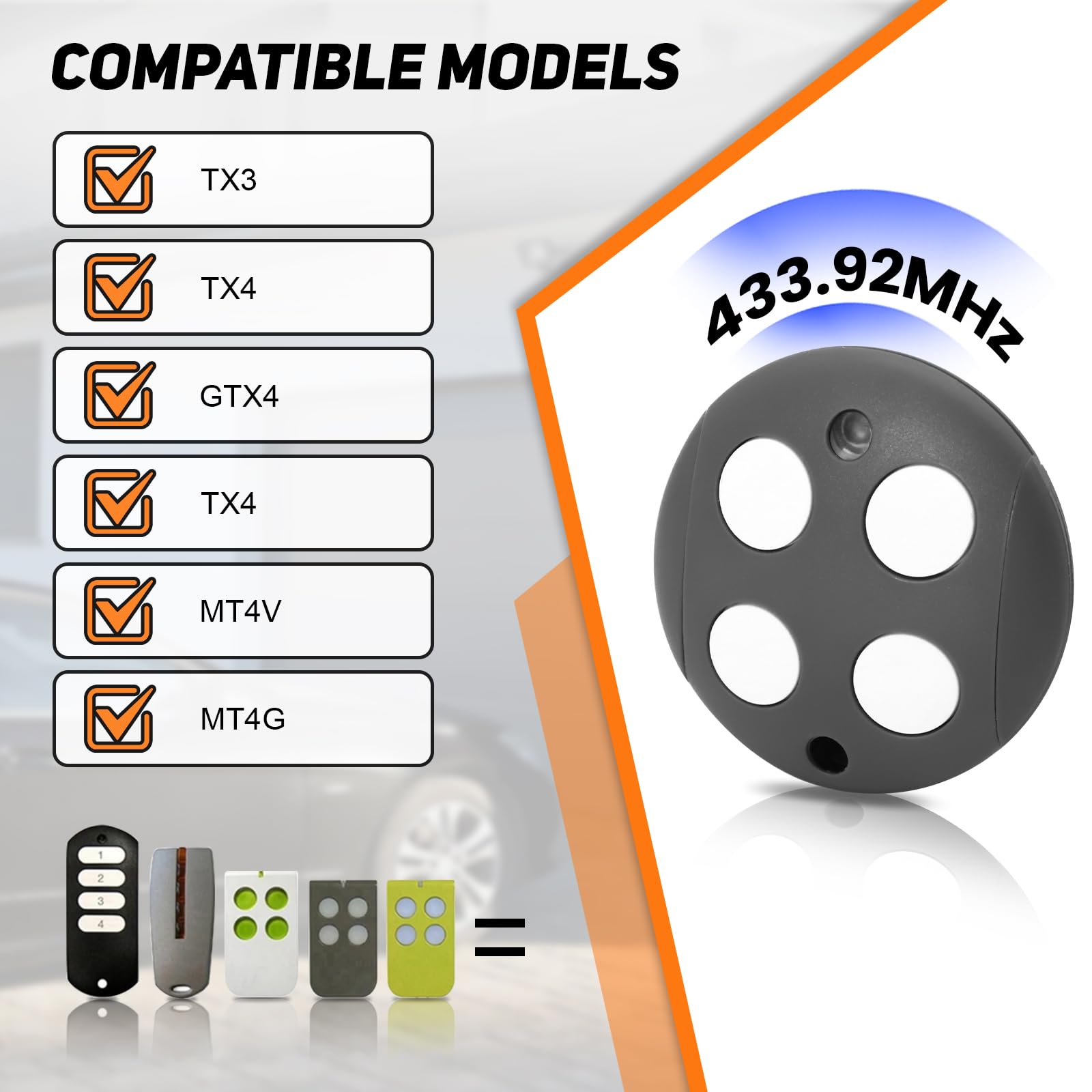 Telecommande Portail Compatible avec MHOUSE GTX4 433,92 MHz, Bip Portail Porte De Garage, 4 Canaux, Code de Roulement (Lot de 3) - 2