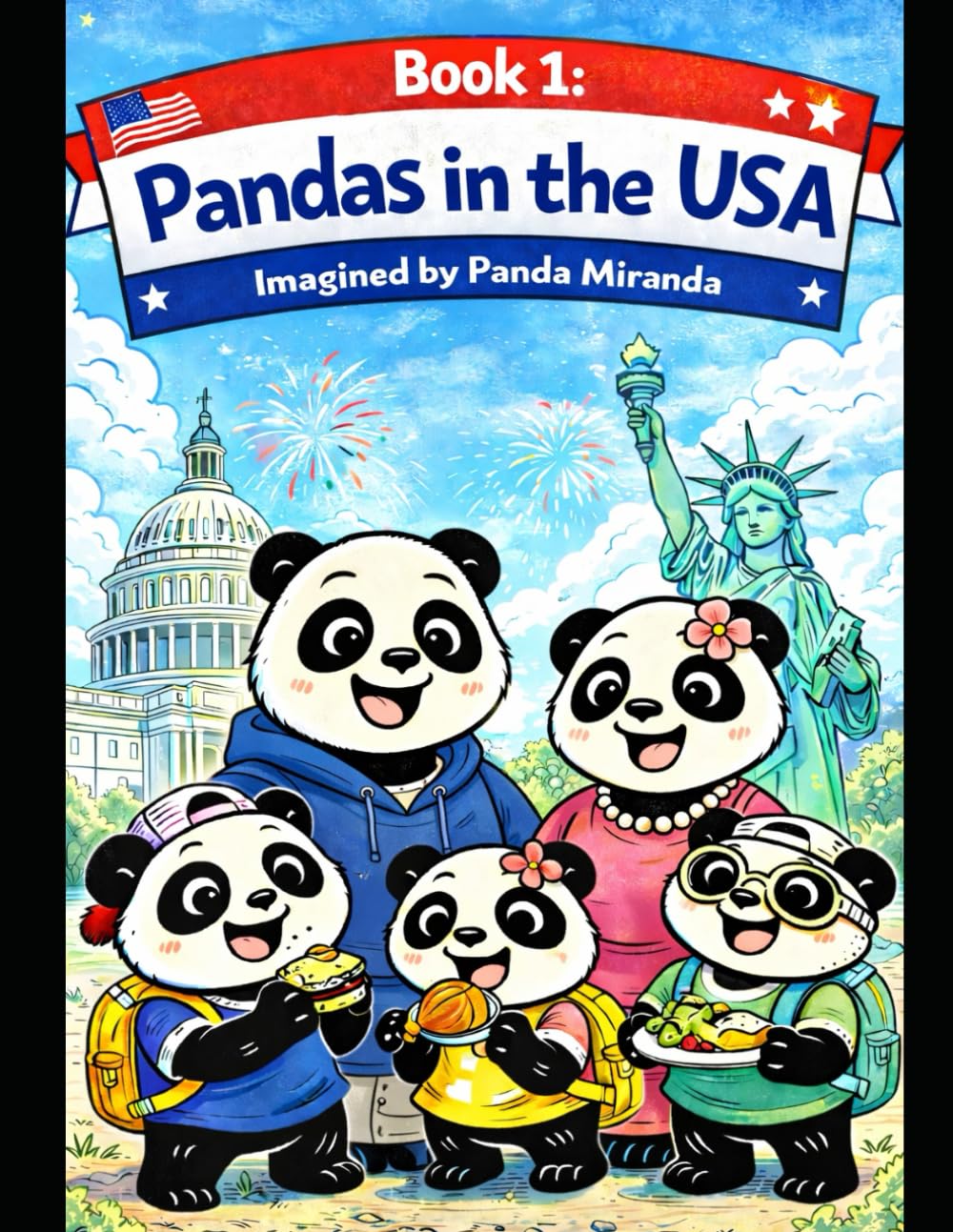 Panda Family Adventures - USA: Kids Coloring Book