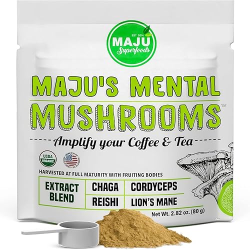 Extracto de polvo de hongos mentales de MAJU, melena de león fuerte, Chaga, Reishi, Cordyceps, cuerpos fructíferos para café, refuerzo del sistema