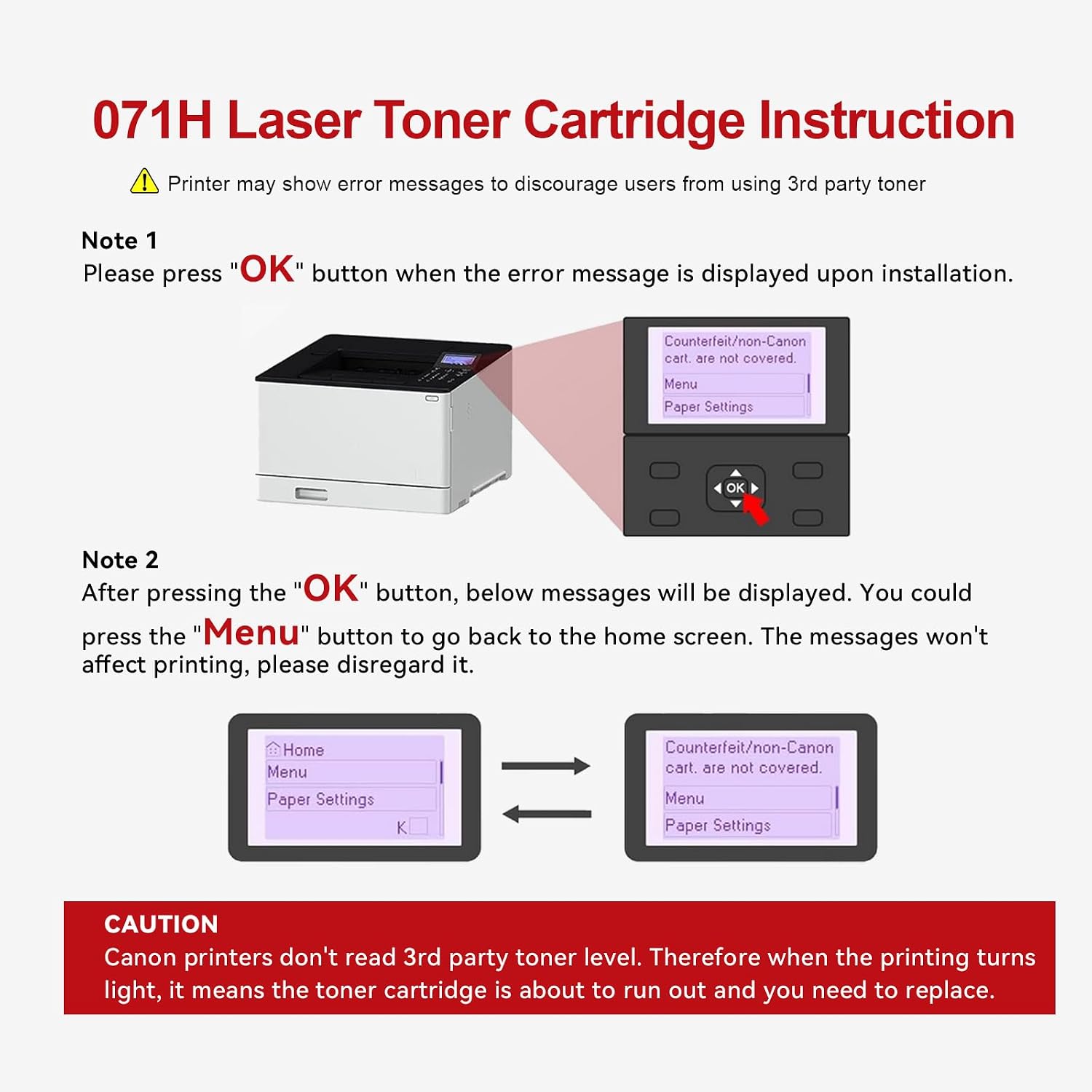 CRG071H 071H Toner Cartridge (with Chip) Replacement for Canon 071 H Black High Yield Toner Cartridge Compatible with imageCLASS LBP122dw LBP122 LBP120 MF270 Mf272dw Mf273dw Mf275dw Printers (1-Pack)