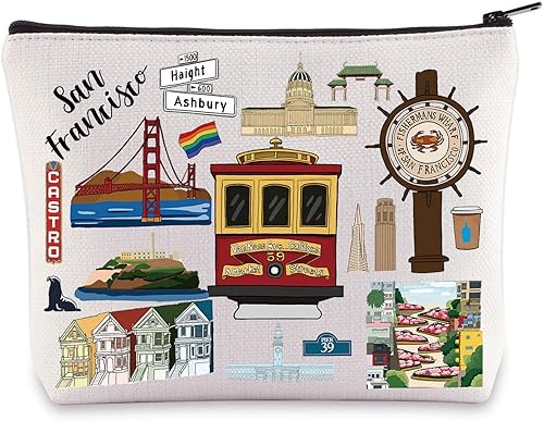 Miniatura 8 de WZMPA San Francisco Travel Cosmetic Bag Gift San Francisco Souvenir Gift San Francisco maquillaje cremallera bolsa bolsa San Francisco mercancía,