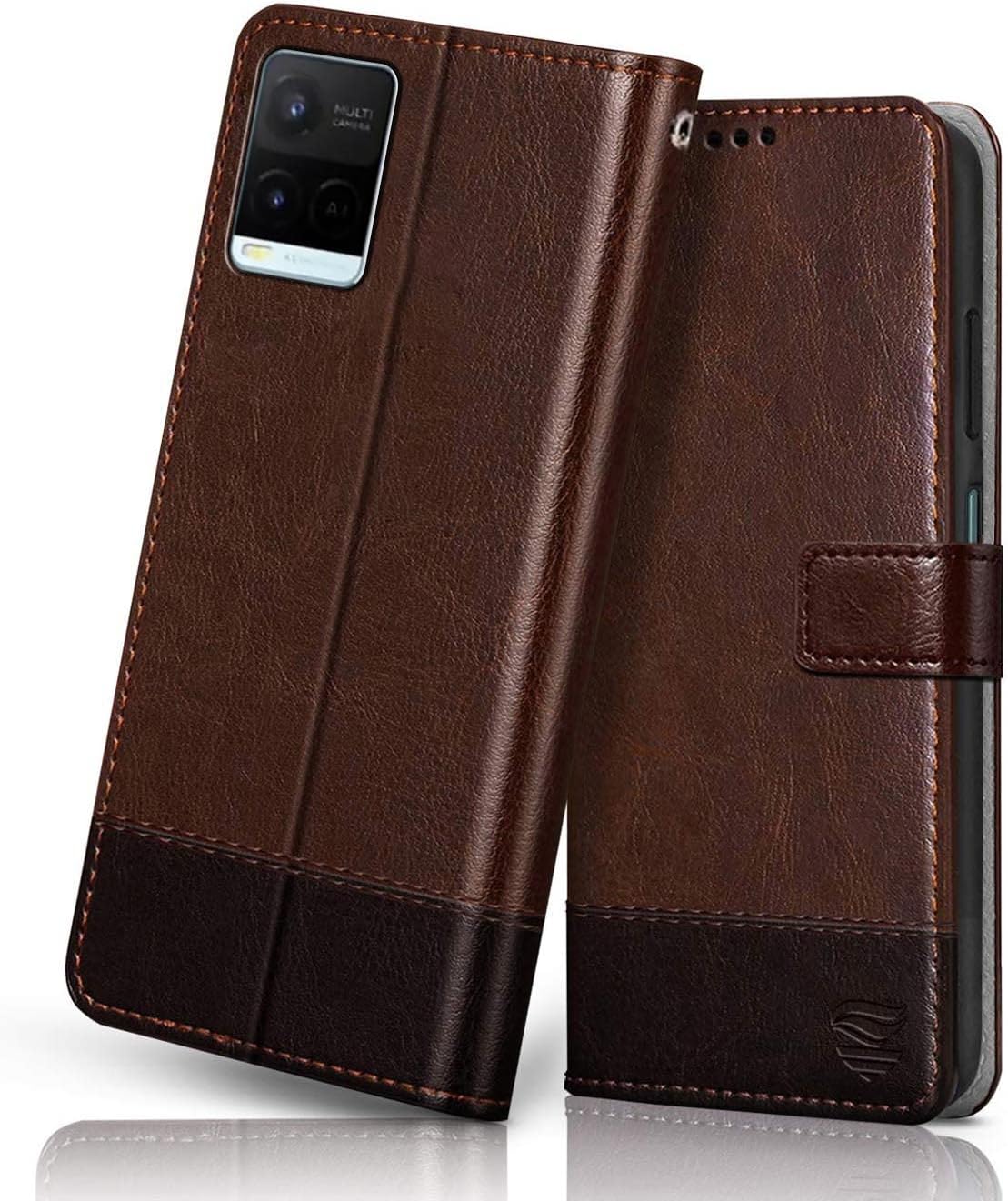 OKZone Cover per Vivo Y21/ Vivo Y21s/Vivo Y33s, Custodia Flip Pelle PU Premium Portafoglio Magnetica Libro con Slot Schede, Slim Silicone TPU Bumper Wallet Supporto Case Antiurto Cover (Rosa