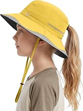GADIEMKENSD Kids Wide Brim Braid Hole Sun Hat Breathable Sweatband UPF 50+ Safari Summer Beach Hat for Boys Girls | UPF50+, Kühlendes Schweißband, Atmungsaktiv, Geeignet für den Außenbereich