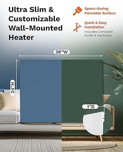 Miniatura 3 de Calentador de interior para habitación grande, calentador de panel de convección Amaze Maxi de 600 W con kit de montaje en pared, habitación de