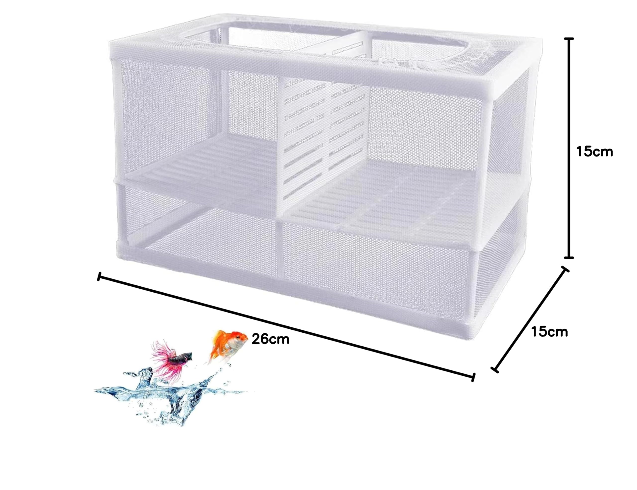 Scatola di Isolamento Allevatore di Pesci Scatola di Allevamento di Pesci Acquario Rete per Incubatoi Isolare Piantine e Sostenere l'incubazione e la Riproduzione con Ventose (26 * 15 * 15 cm)