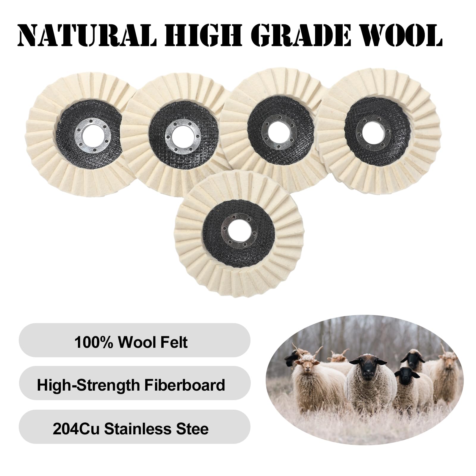 Wool Felt Polishing Wheels - Stainless Steel & Metal -6