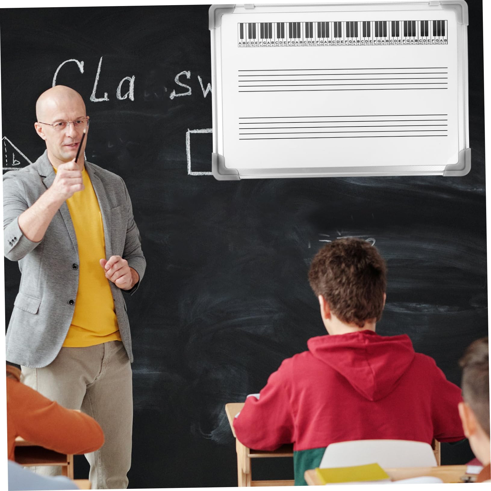 NUOBESTY Lavagna Cancellabile per Note Musicali Bianca Doppia Faccia, Resistente All'usura Struttura in Lega di Alluminio, per Studenti e Centri Didattici