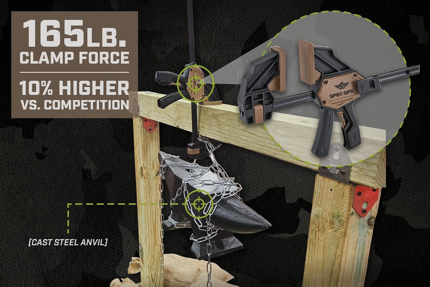 Spec Ops Trigger Clamp for Woodworking 13" Medium One-Handed Bar Clamp/Spreader 165 Lbs. 2-Pack