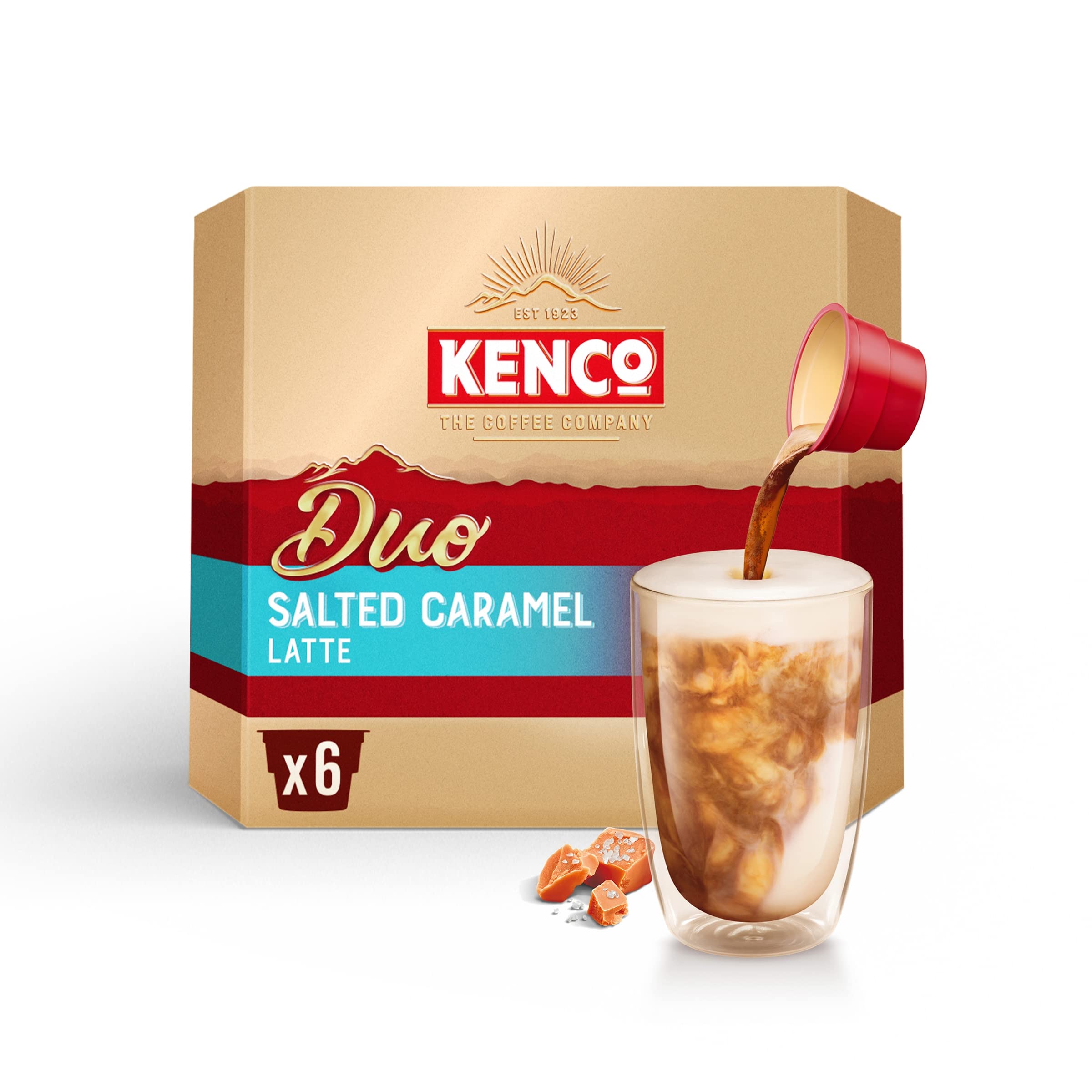 Kenco Duo solona karmelowa latte kawa rozpuszczalna x6 (opakowanie 4 sztuk, łącznie 24 napoje)