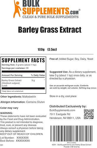 Miniatura 6 de BULKSUPPLEMENTS.COM Polvo de extracto de cebada, polvo de grano de cebada, polvo de superalimento verde, polvo de cebada, polvo de verduras, vegano,