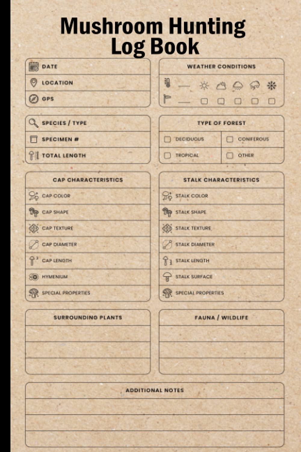 Mushroom Hunting Log Book Mushroom Hunting Journal, Mushroom