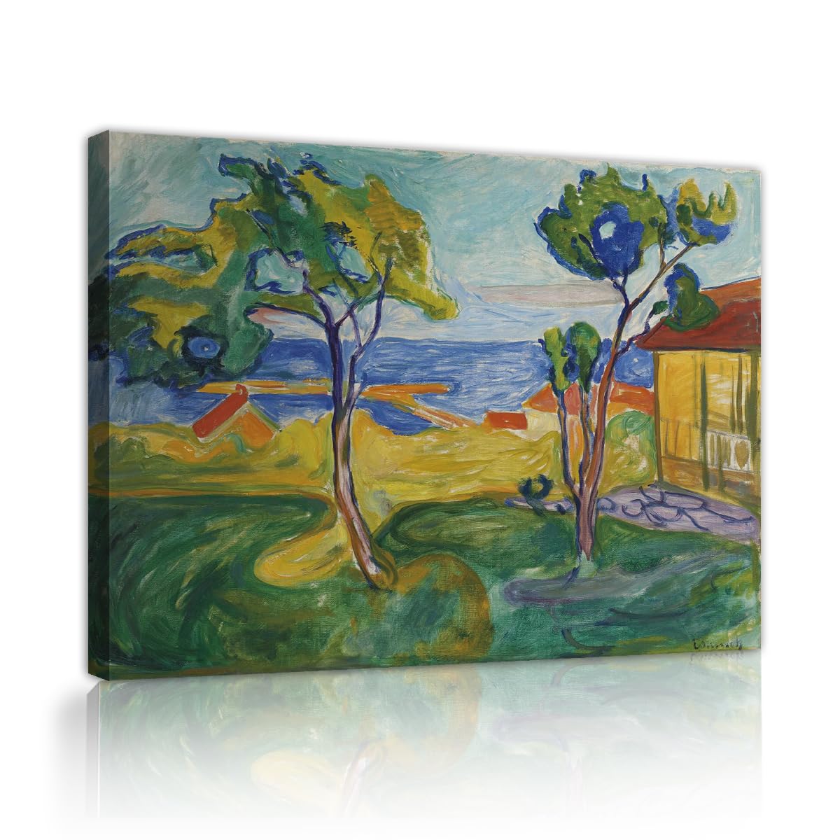 SHENGPOSTER Edvard Munch skandynawski krajobraz z napiętym płótnem, krajobraz morski w stylu vintage, sztuka ścienna, plakaty i wydruki do dekoracji biura w gospodarstwie wiejskim 45 x 60 cm