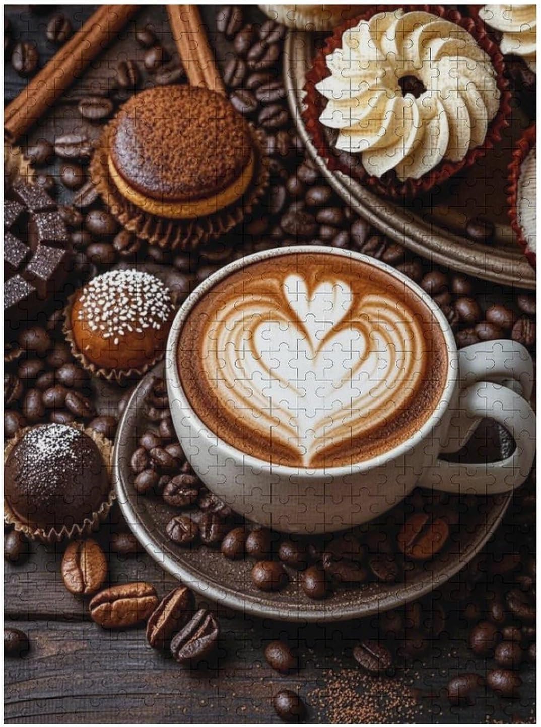 Scenic Coffee Hour 1000-Piece Wooden Jigsaw Puzzle, Pastry and Cup Artwork, Cozy Indoor Relaxation, Creative Family Fun