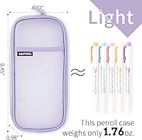 Vista 4 de EASTHILL Estuche de malla para lápices con cremallera, bolsa transparente de color para maquillaje, bolsa de cosméticos, bolsa de viaje multiusos