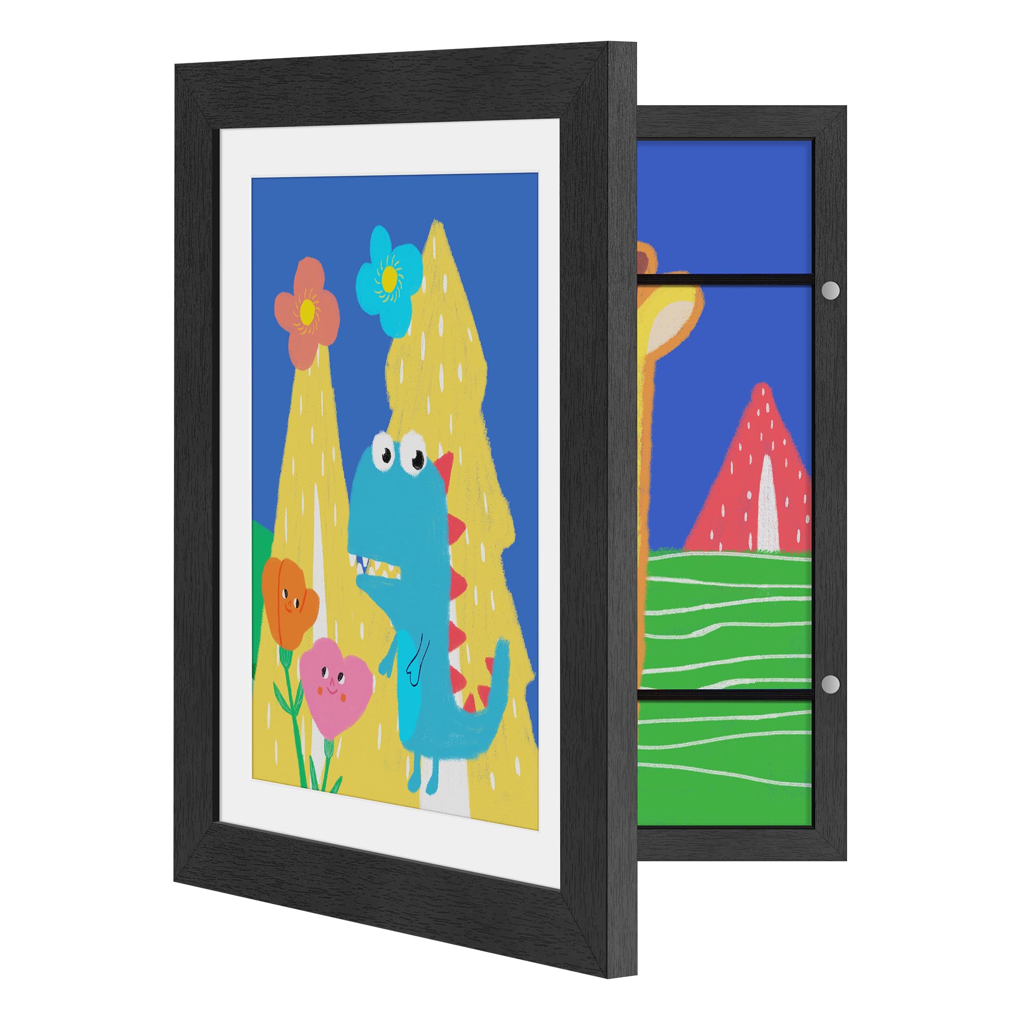 upsimples 1 Pack Kids Art Frames 10x12.5, Front Opening 8.5 x 11 Frame for Artwork Display & Storage Holds 50, Kids Artwork Frames Changeable for Children Art Projects, Drawings, 3D Art, Crafts, Black