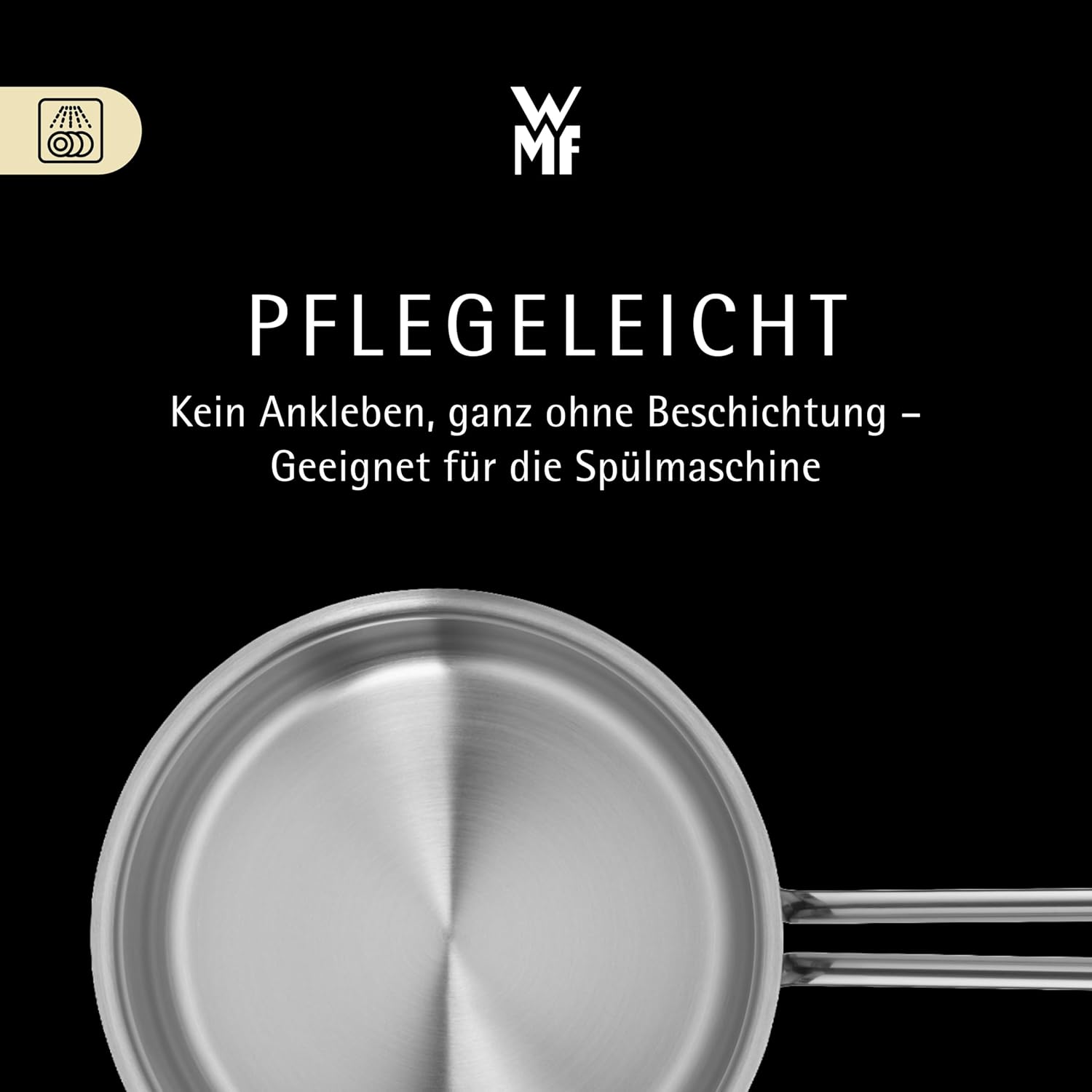 WMF pot with 'Easy Care' and dishwasher safe icon