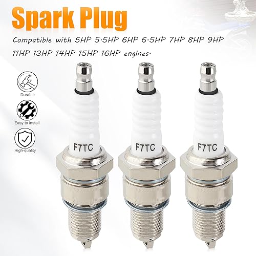 Miniatura 4 de Paquete de 3 bujías F7TC para generador GCV190 GCV160 GX390 GX340 GX270 GX240 GX200 GX160 GX120 Go Kart Mini Bike cortacésped bomba de agua tractor