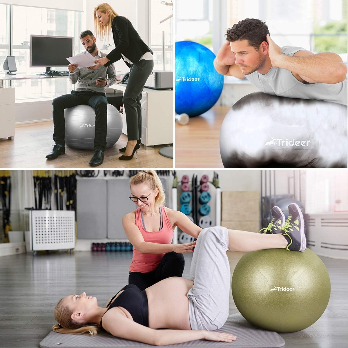Trideer Exercise Ball (45-85cm) Extra Thick Yoga Ball Chair, Anti-Burst Heavy Duty Stability Ball Supports 2200lbs, Birthing Ball with Quick Pump (Office & Home & Gym)