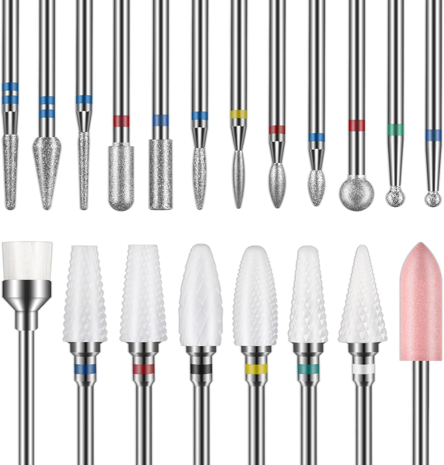 Depvko Nail Drill Bits 20Pcs, 3/32'' Ceramic Carbide Drill Bits for Nails, Nail Bits for Nail Drill, Nail Drill Bit Set for Cuticle Remover Manicure Pedicure (20Pcs)