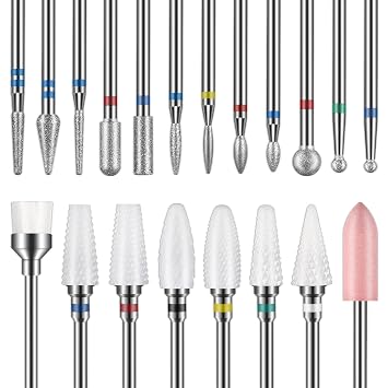 Depvko Nail Drill Bits 20Pcs - 3/32 Ceramic Carbide Drill Bits for Nails | Nail Drill Bit Set for Cuticle Remover Manicure Pedicure