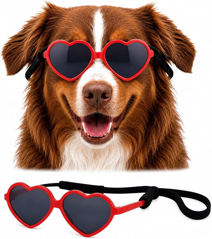Óculos de Sol para Cães em Formato de Coração Style Vault G012 Vermelho – Raças Médias de 9,07 a 18,14 kg