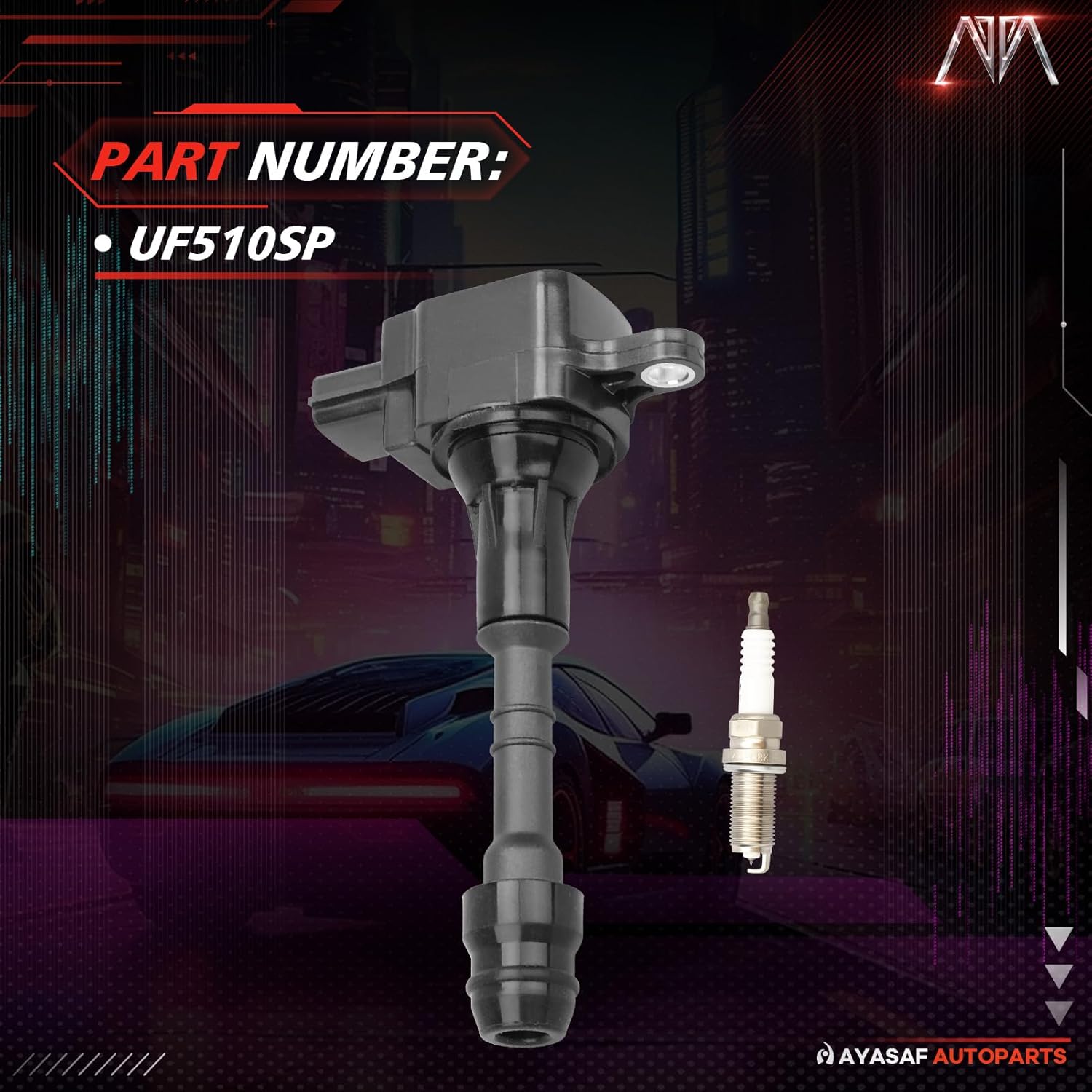 MAYASAF UF510 Ignition Coils and Spark Plugs Set of 8 Fit for INFINITI 2004-2006 QX56, for Nissan 2004 Pathfinder Armada, 2004-2007 TITAN, 2005-2006 Armada